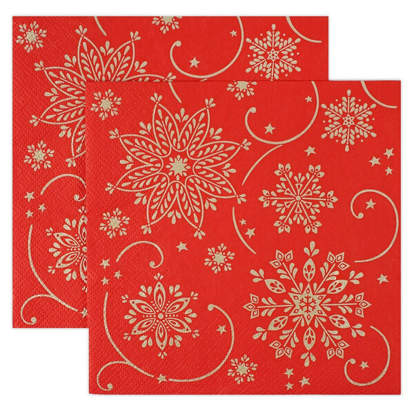 Салфетки Home Collection Волшебные снежинки на красном 3 слоя 33*33см 20шт