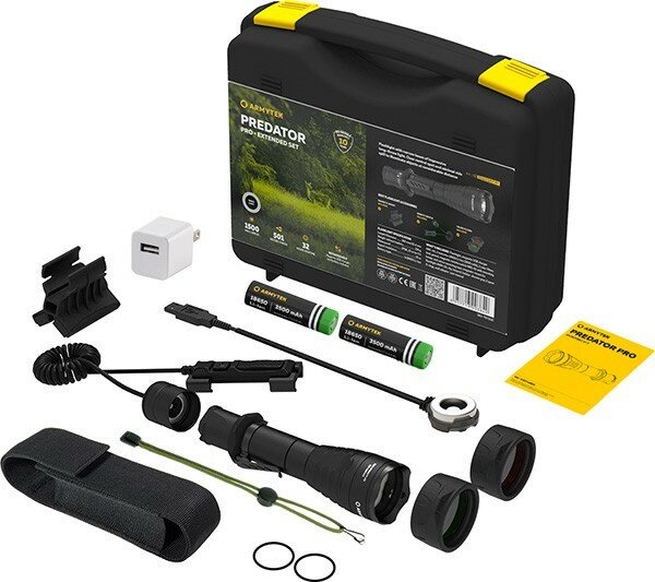 Фонарь светодиодный Armytek Predator Pro Magnet USB Warm Extended Set 1400Lum (CREE XP-L HI, LIR 1*18650, до 450 метров) электротовар