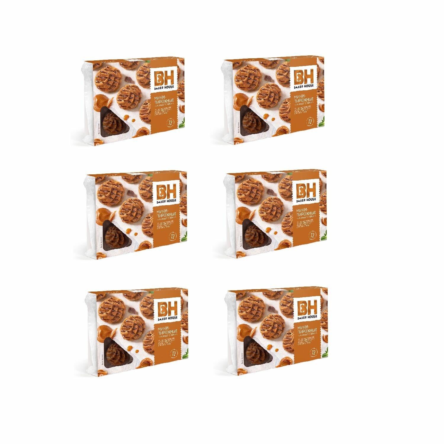 Baker House Мини-пирожные, крошковые, Вареная сгущенка, 12 штук в упаковке, 240 гр, 6 уп