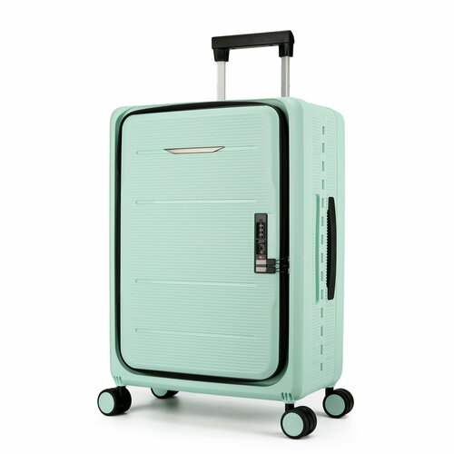 Чемодан , 41 л, размер S+, зеленый чемодан 41 л размер s серый