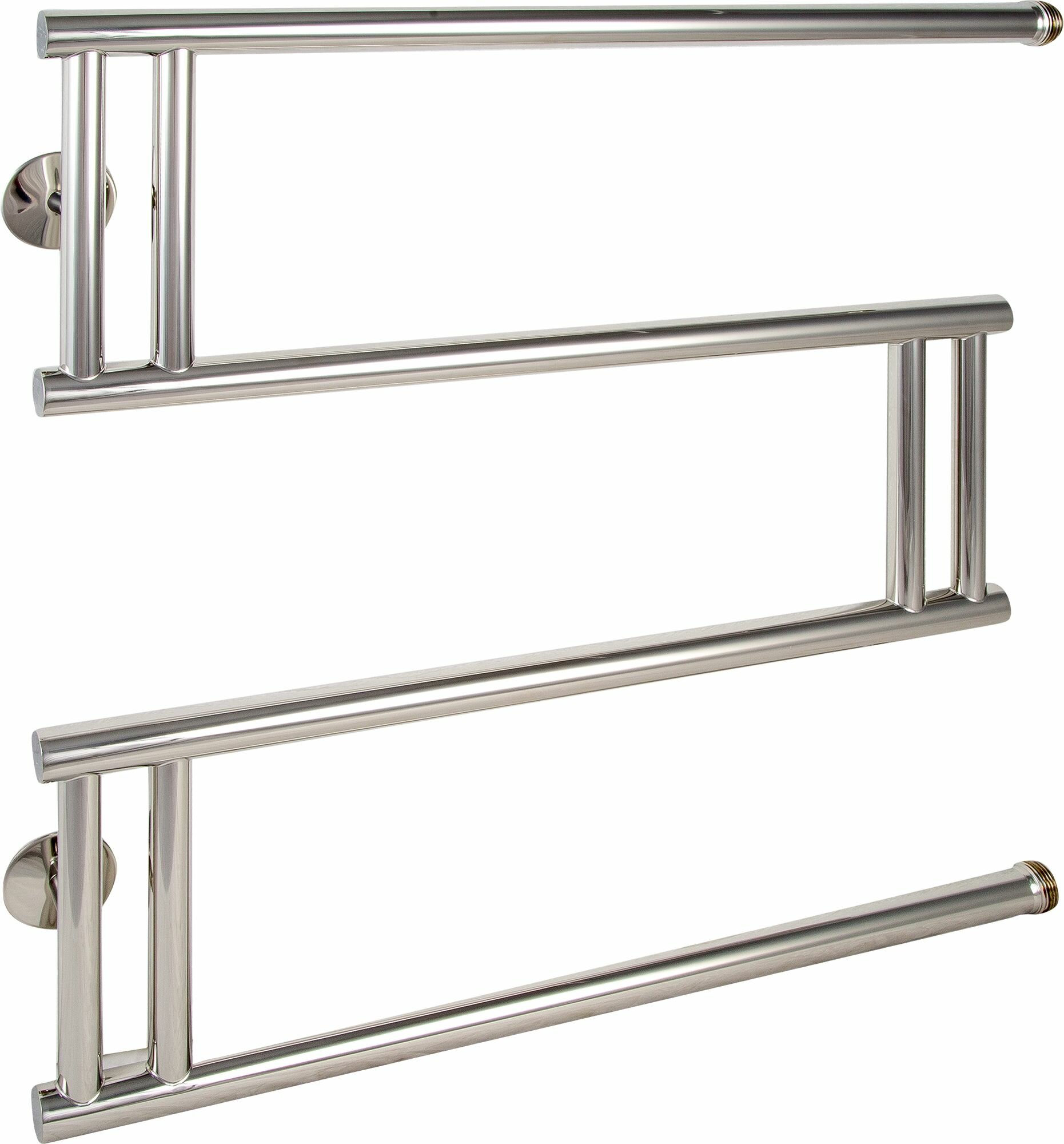 фото Полотенцесушитель водяной M-образный Equation Элита 60х60 см боковая подводка 1" нержавеющая сталь цвет серебристый