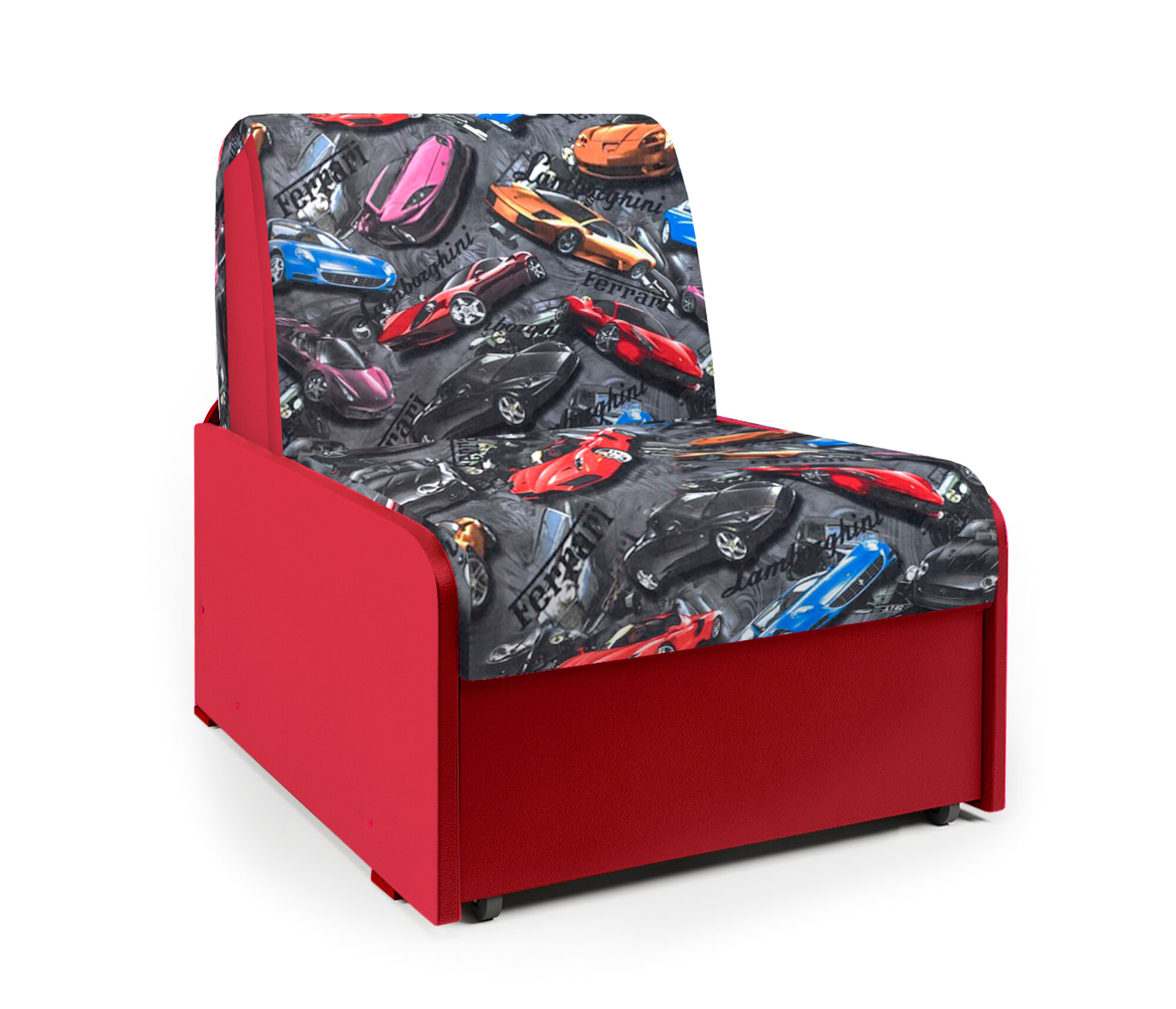Кресло-кровать Коломбо БП машинки и красный