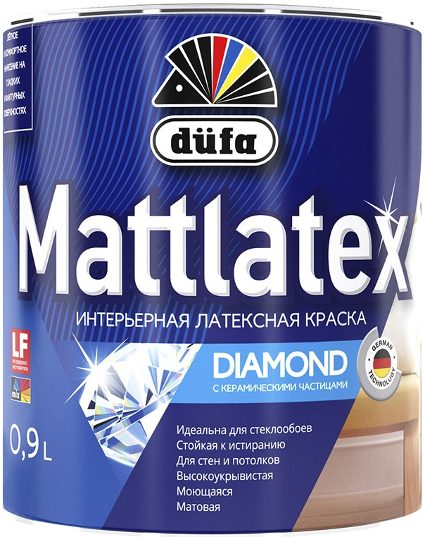 фото Интерьерная латексная краска с керамическими частицами Dufa Mattlatex Diamond 900 мл белая матовая