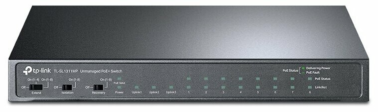Коммутатор TP-Link SL1311MP, 8 портов 100 Мбит/с, порт SFP и 8 PoE, бюджет 124 Вт