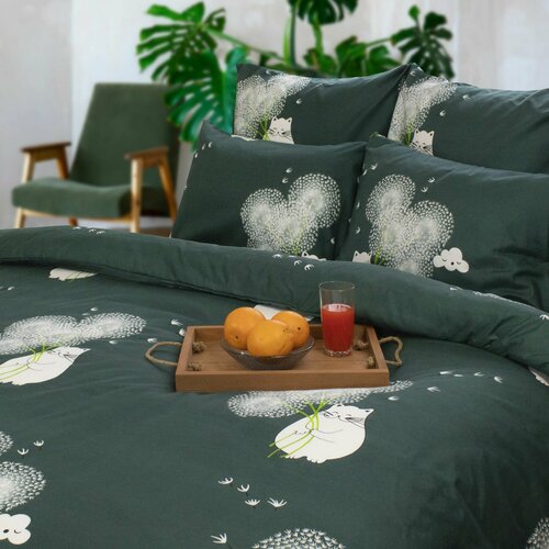 Постельное белье 2 спальное с апельсинами Cleo Art Color комплект полисатин 2130₽