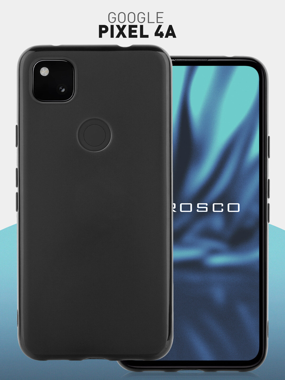 фото Чехол-накладка ROSCO для Google Pixel 4A (Гугл Пиксель 4А), тонкая из силикона с матовым покрытием и бортиком (защитой) вокруг модуля камер, черная