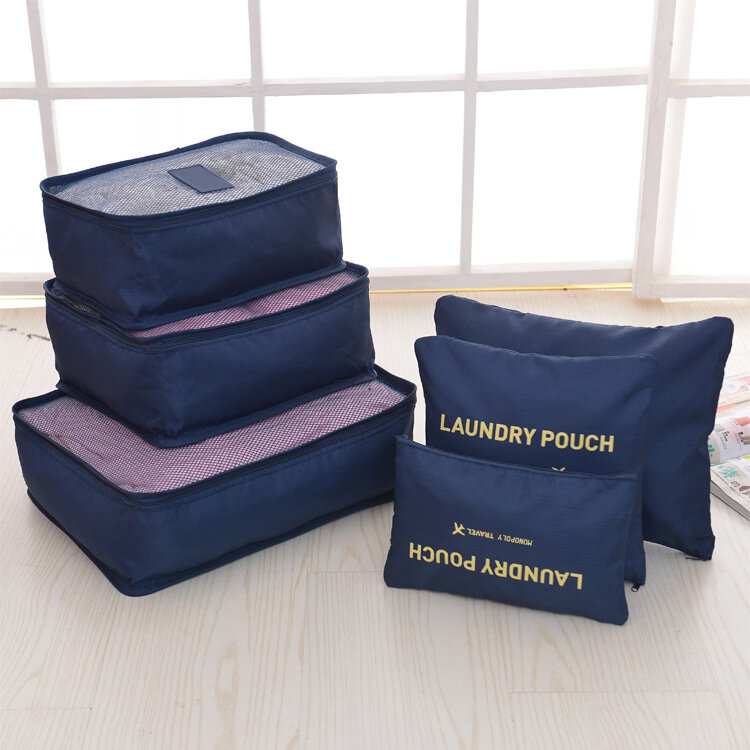 Сумка дорожная , 6 шт., 20 л, 30х14х40 см, ручная кладь, синий — фото 1