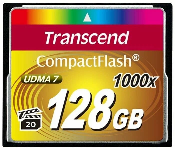 Карта памяти Transcend Compact Flash 1000x на 128 гб для записи и хранения данных, работы фотоаппарата и камеры