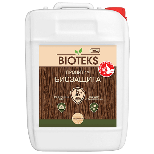 Пропитка для Защиты Древесины Bioteks 5л Бесцветная от Образования Биопоражений / Биотекс.