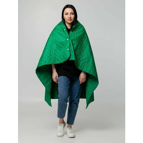 Плед-пончо для пикника SnapCoat, размер 100х140 см подарок мужчине парню папе девушке женщине маме подруге зеленый, размер 1.5, спальный