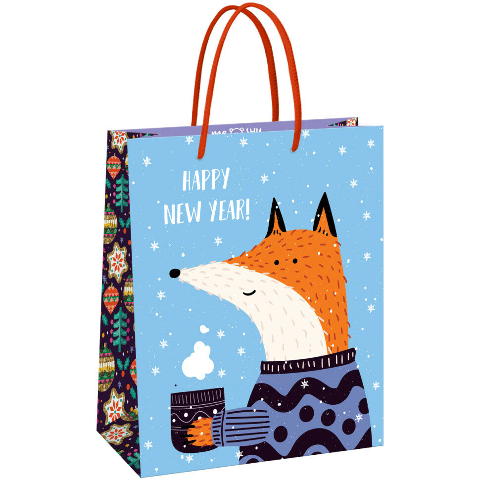 Пакет подарочный 26*32*12см MESHU "Hygge fox", матовая ламинация, 371053