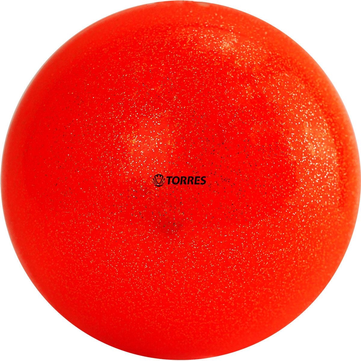 Мяч для художественной гимнастики Torres Agp-19-06, диаметр 19 см, оранжевый с блестками