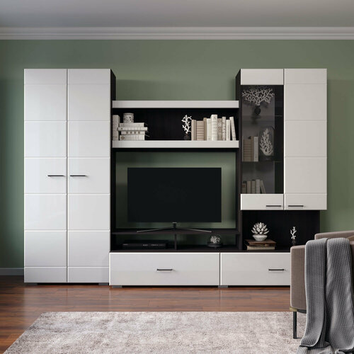 Стенка в гостиную Бэлла цвет венгебелый глянец размер 2800x425x1992 мм 40990₽