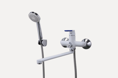 Изображение товара Смеситель для ванны с душем Frap H34 F2234, белый/хром, латунь