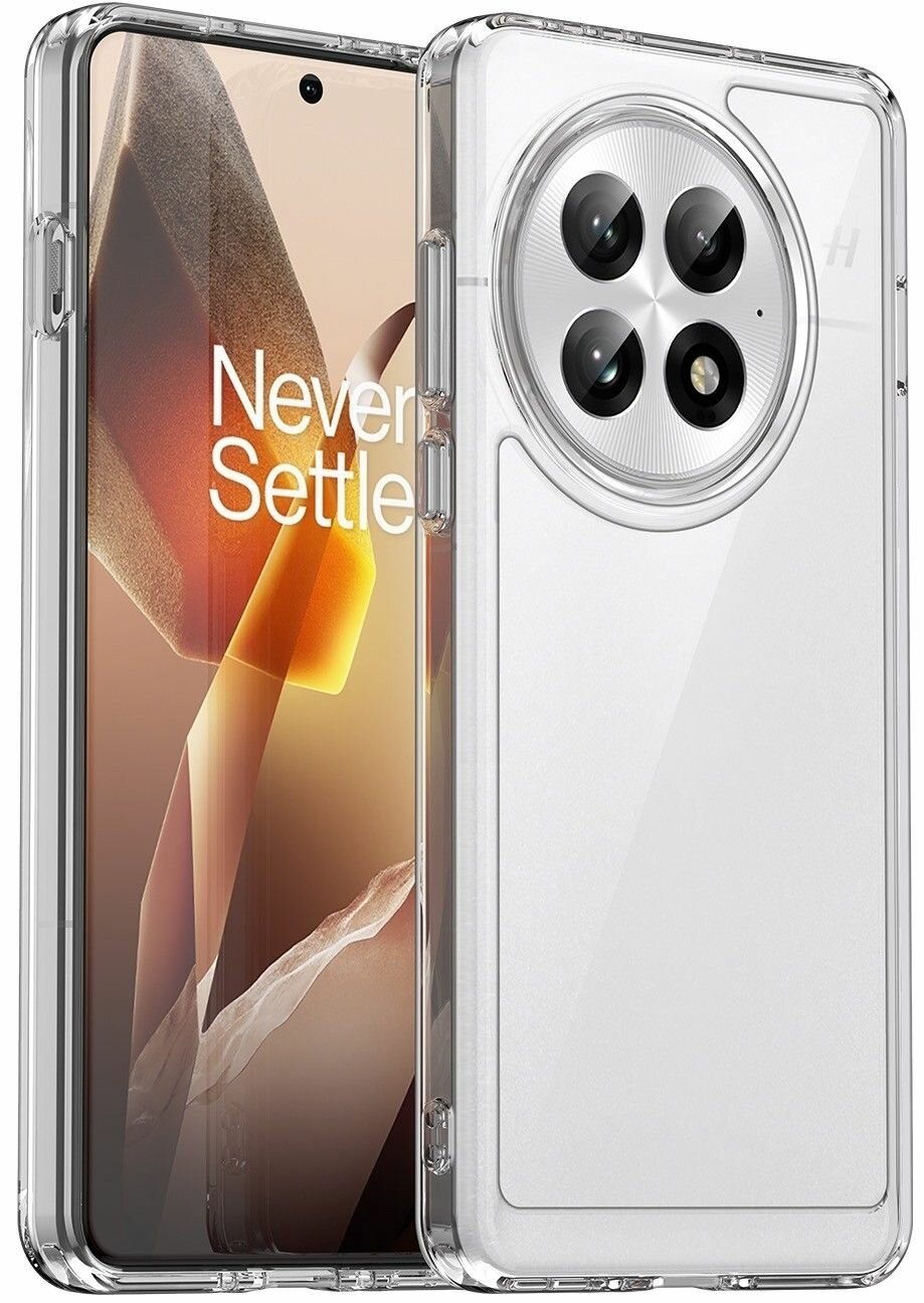 Чехол OnePlus 13 пластиковый с силиконовой окантовкой прозрачный