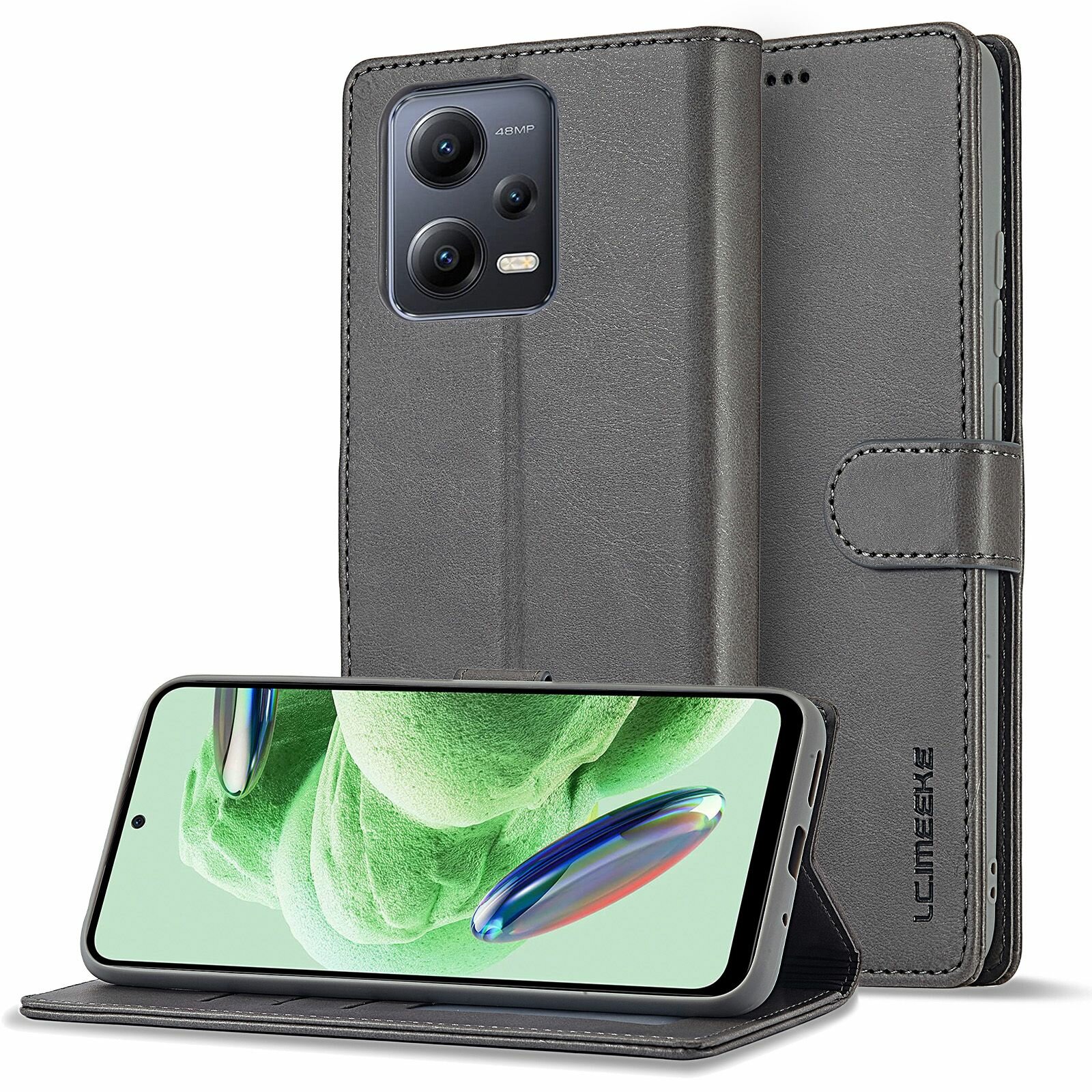 LCIMEEKE Кожаный книжка чехол для Xiaomi Redmi Note 12 Pro Plus / Чехол на Сяоми Редми Нот 12 Про Плюс с визитницей из экокожи