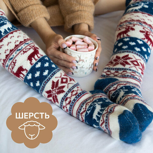фото Гольфы happyfox для женщин, размер 37-40, белый, синий