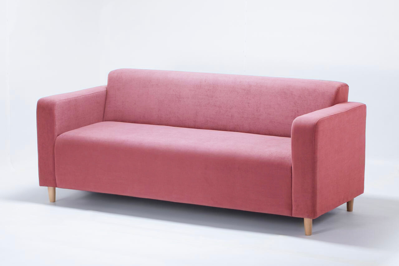 Диван Moleco "Томи", велюровая обивка, не раскладной, пыльная роза, 140х78х75 см — фото 1