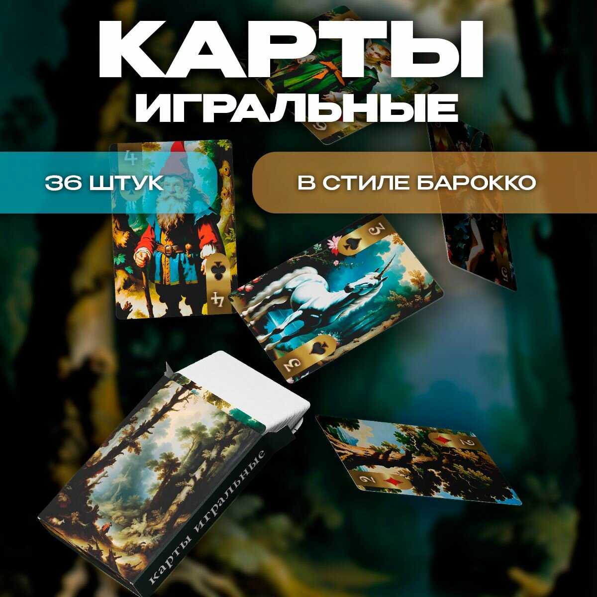 Карты игральные Эстетика в стиле барокко коллекционная колода 36 карт