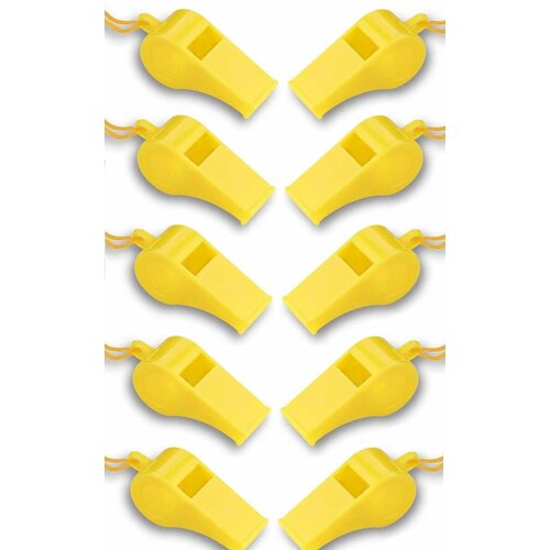 Свисток спортивный судейский Estafit (комплект 10 шт), пластик, желтый