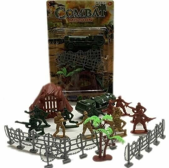 Военный набор КНР "База", солдатики, машина, аксессуары, в пакете
