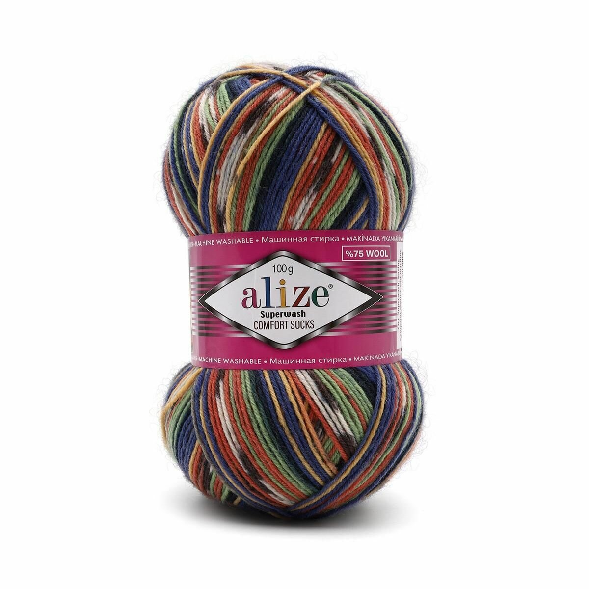 Пряжа ALIZE "Superwash Comfort Socks", 100 гр 420 м, 75% SW шерсть, 25% полиамид, 2701 секционный, 5 шт