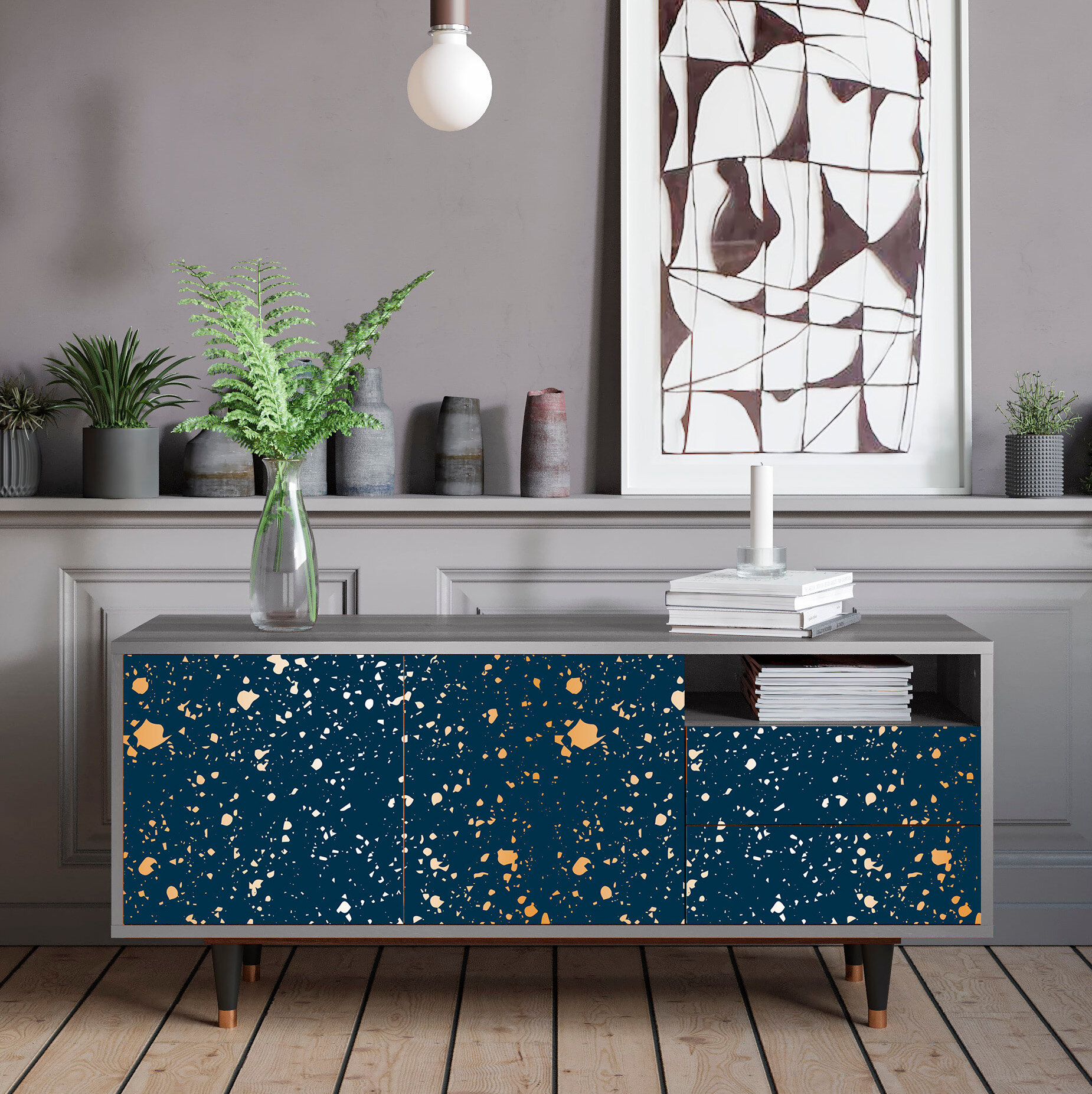 ТВ-Тумба - STORYZ - T7 Starfall, Размер - 125 x 56 x 41 см, Цвет корпуса - , Серый