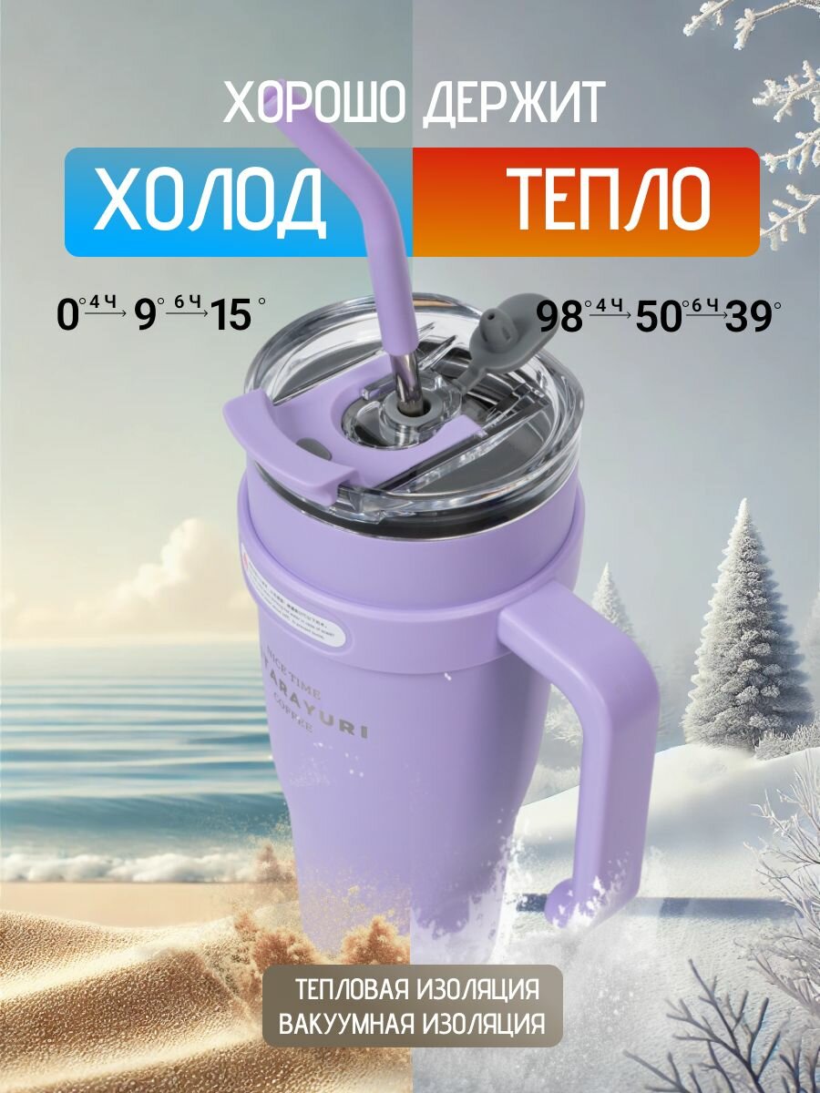 Термокружка для кофе 1200 мл автомобильная термос — фото 1