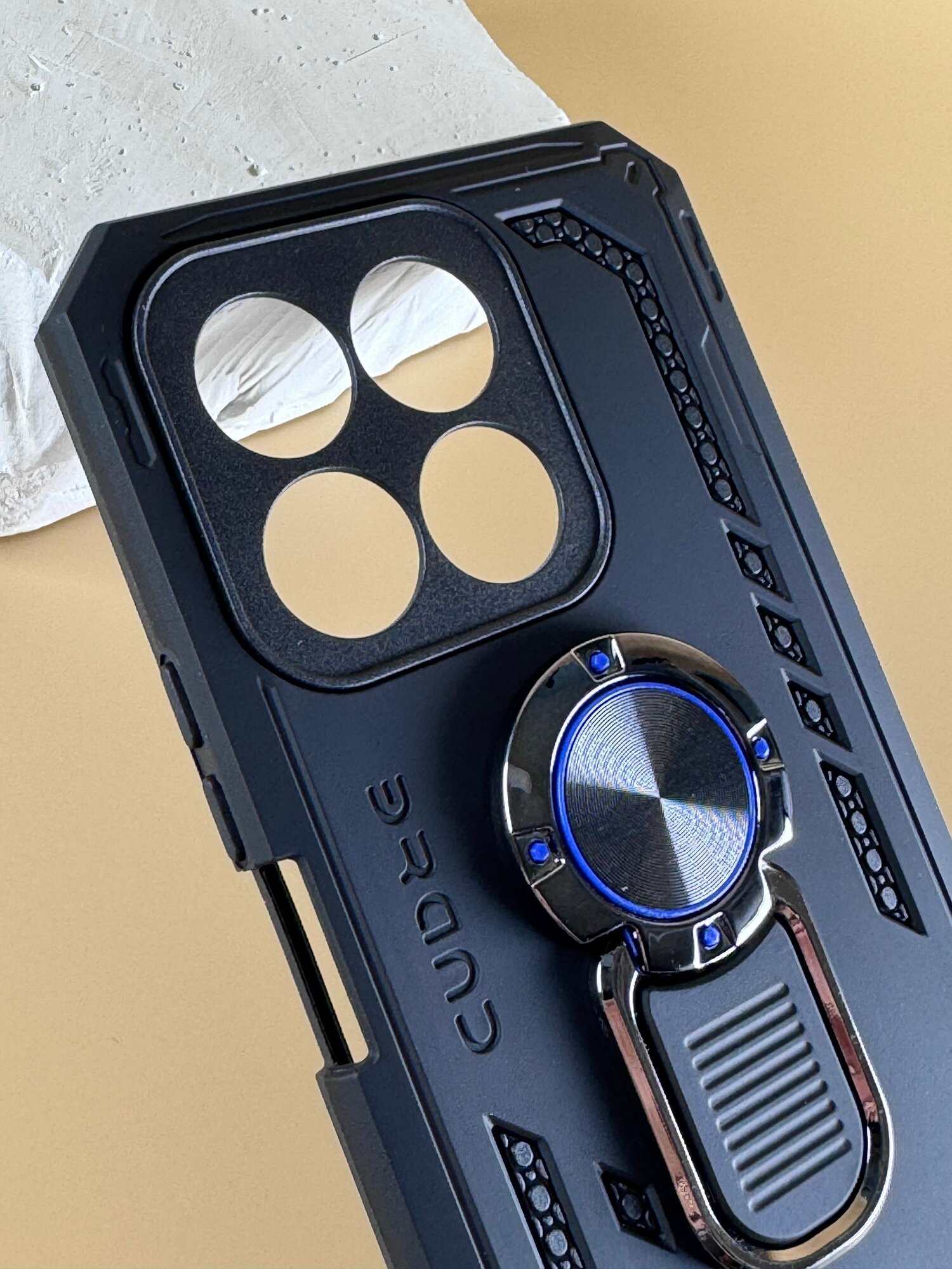 Чехол противоударный на Honor X8c (Чехол на Хонор Х8с) с защитой камеры, ударопрочный, усиленный с кольцом, черный — фото 1