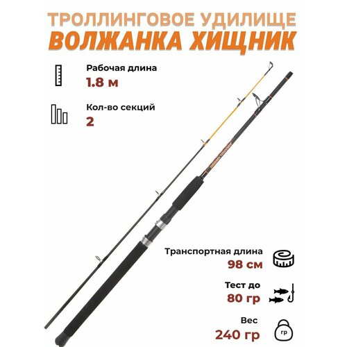 Троллинговое удилище Хищник Троллинг 1.8 м тест до 80 гр