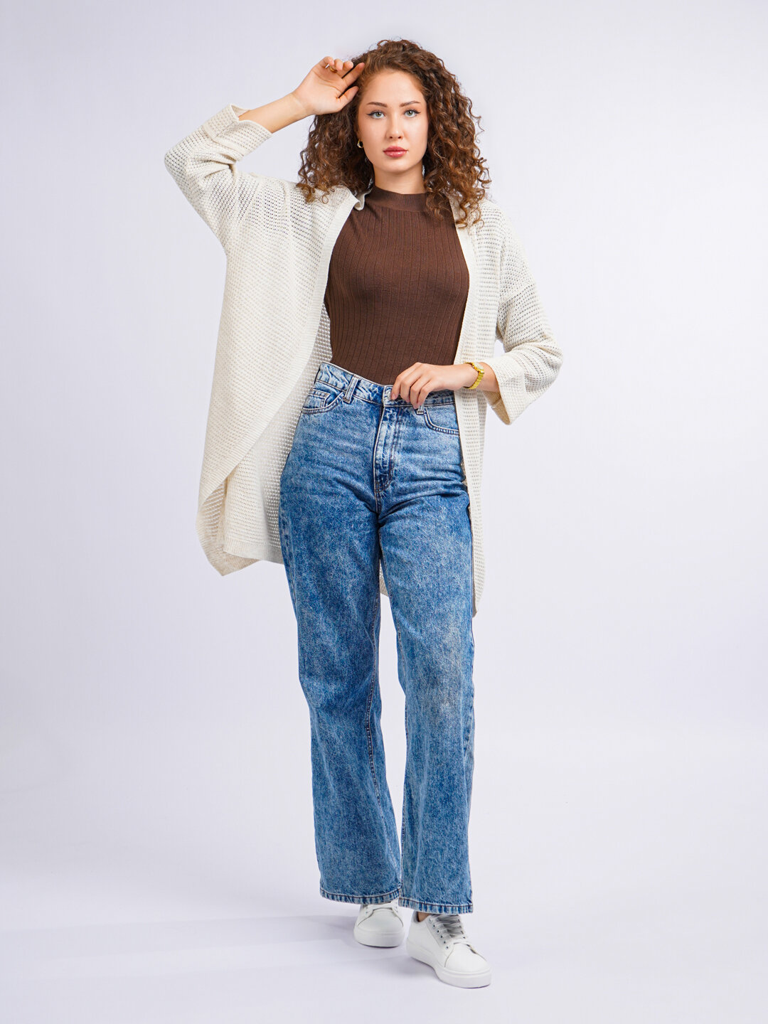 Кардиган , размер 44-50, бежевый — фото 1