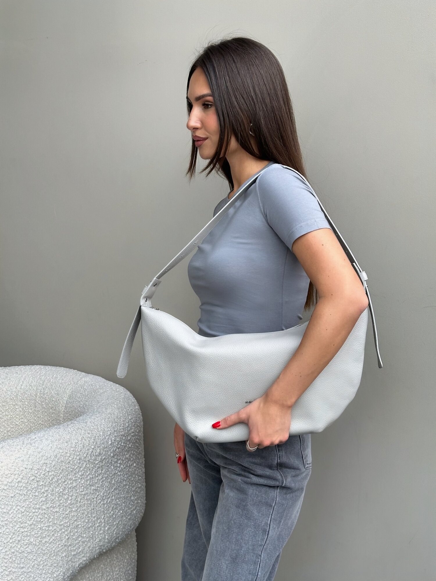 Сумка кросс-боди Beautiful Birds, фактура зернистая, светло-серый — фото 1