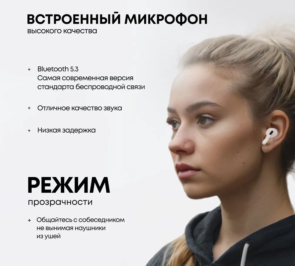 Наушники беспроводные с микрофоном и экраном Белый — фото 1