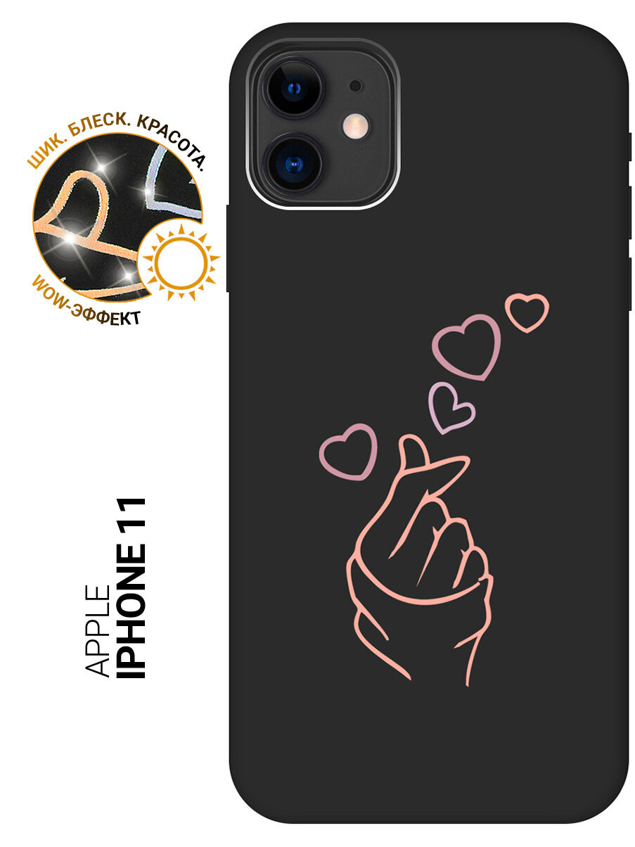 Силиконовый чехол на Apple iPhone 11 / Эпл Айфон 11 с рисунком "K-Heart" Soft Touch черный