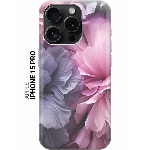 фото Силиконовый чехол на apple iphone 15 pro / эпл айфон 15 про с рисунком "розово-фиолетовые цветы" slvgo
