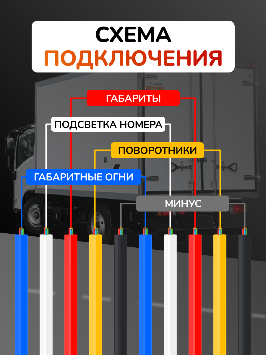 Фонари задние для прицепа с подсветкой номера светодиодный 2 штуки 12В — фото 1