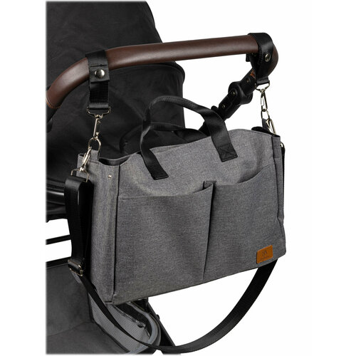 Сумка для коляски и мамы, черная с креплениями, универсальная, влагозащитная ткань,