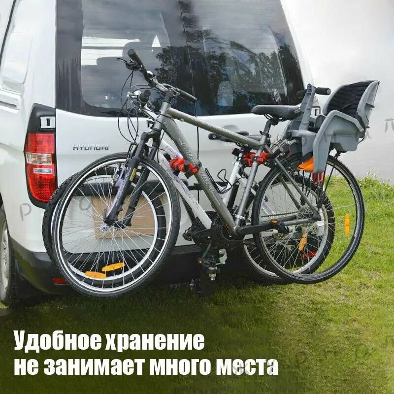 Велокрепление Kemei, на фаркоп, черное/красное, длина 65см, грузоподъемность 45кг