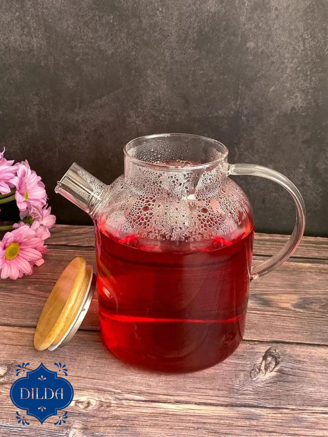 Чайник заварочный, стеклянный, с бамбуковой крышкой, для чая — фото 1