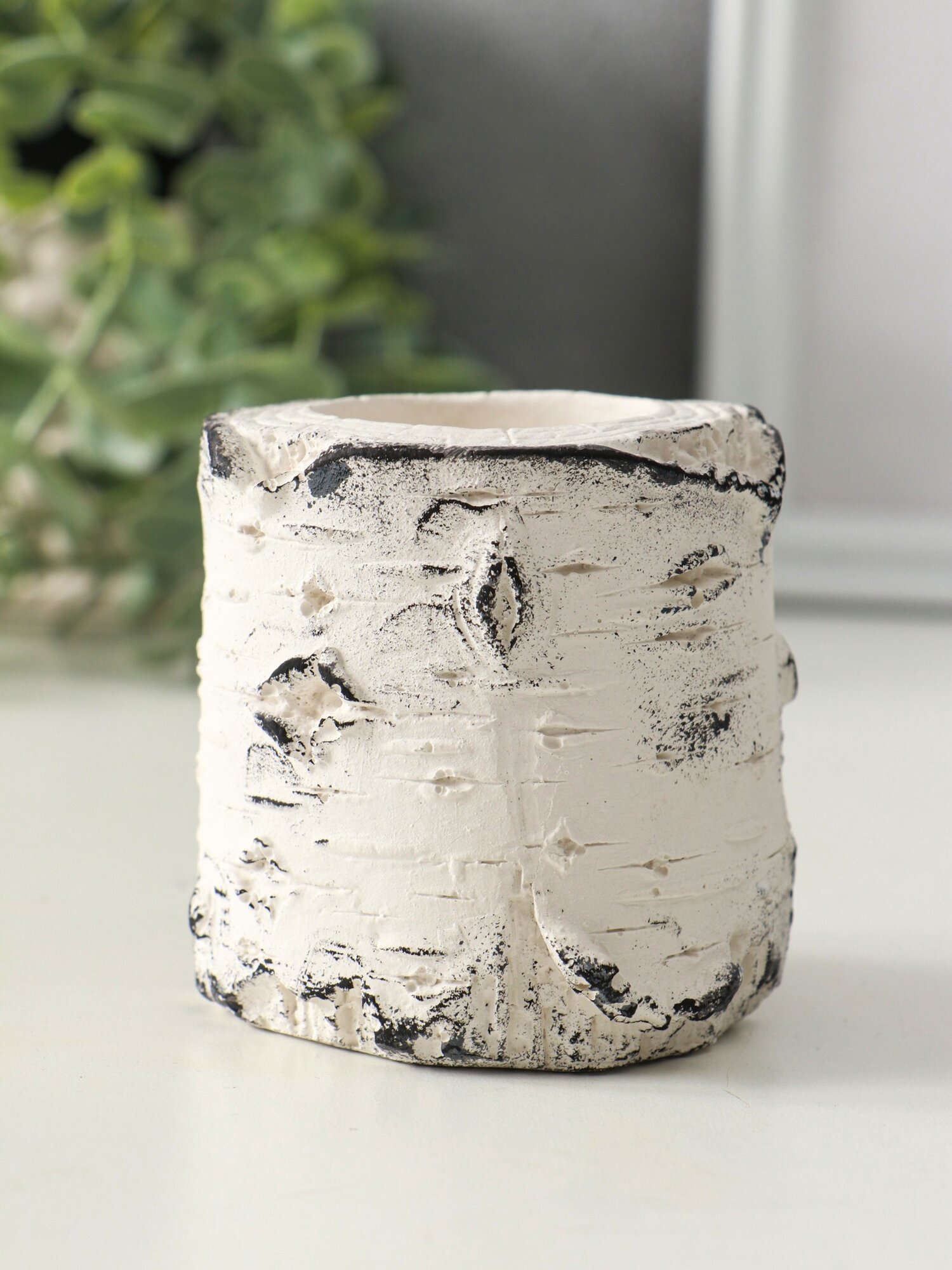 Подсвечник на 1 свечу «Березка» 7×7 см гипс с декором