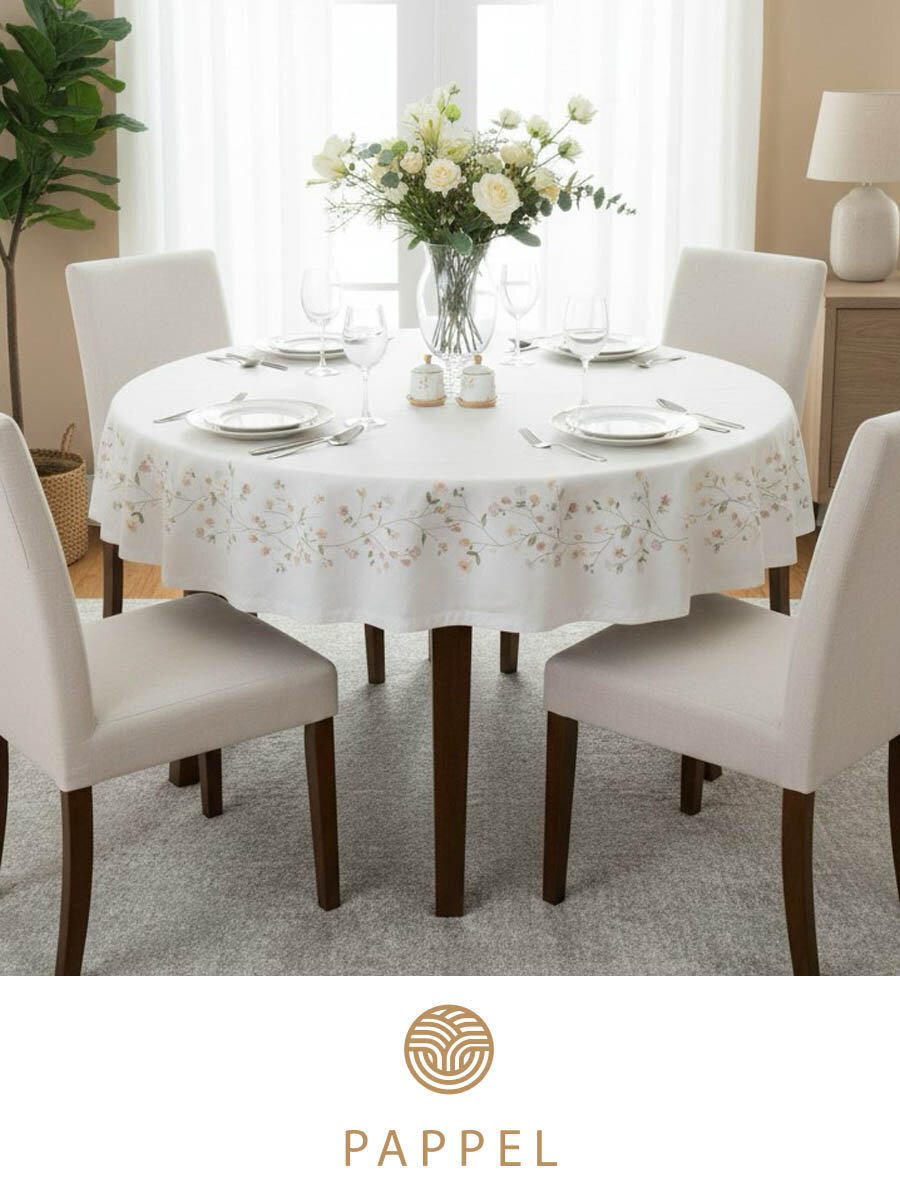 Скатерть круглая Pappel Flower Field 180см, хлопок, влаоотталкивающая пропитка