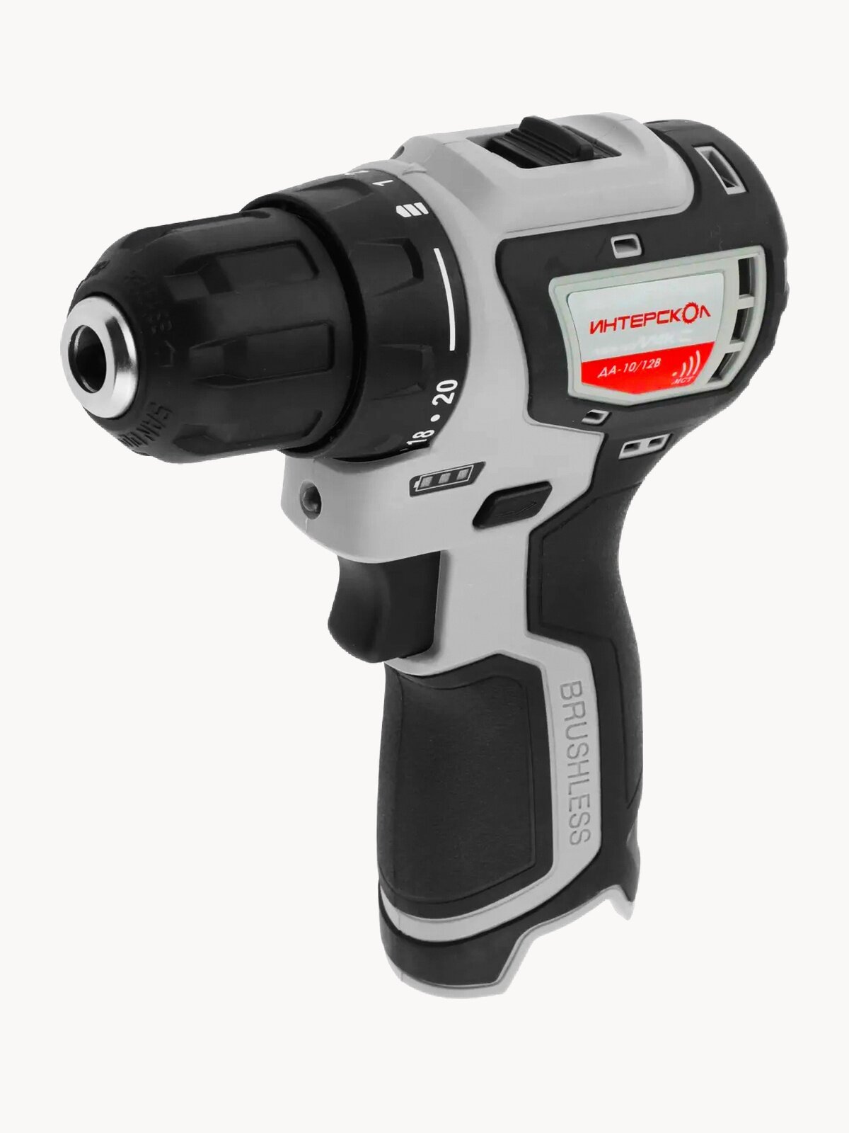Бесщеточная аккумуляторная дрель-шуруповерт Интерскол комбимакс ДА-10/12В 36, сумка, 2 АКБ, 2Ач, ЗУ, 687.2.2.77