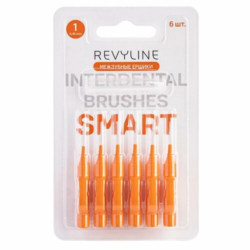 фото Ершики межзубные revyline smart, размер 1 (0,45 мм) оранжевые, 6 шт.
