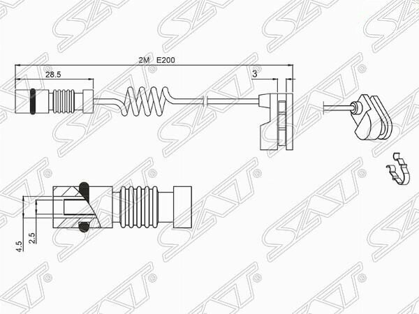 Датчик износа тормозных колодок передний задний SAT ST-142-0001 Mercedes SPRINTER 95-06/ VITO 96-03