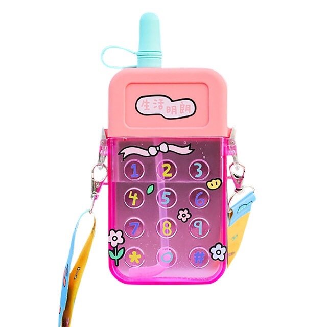 Xiaomi / Детская бутылка / Детская бутылочка для воды / спортивная бутылка с ремешком / бутылка для воды + наклейки в подарок / розовая