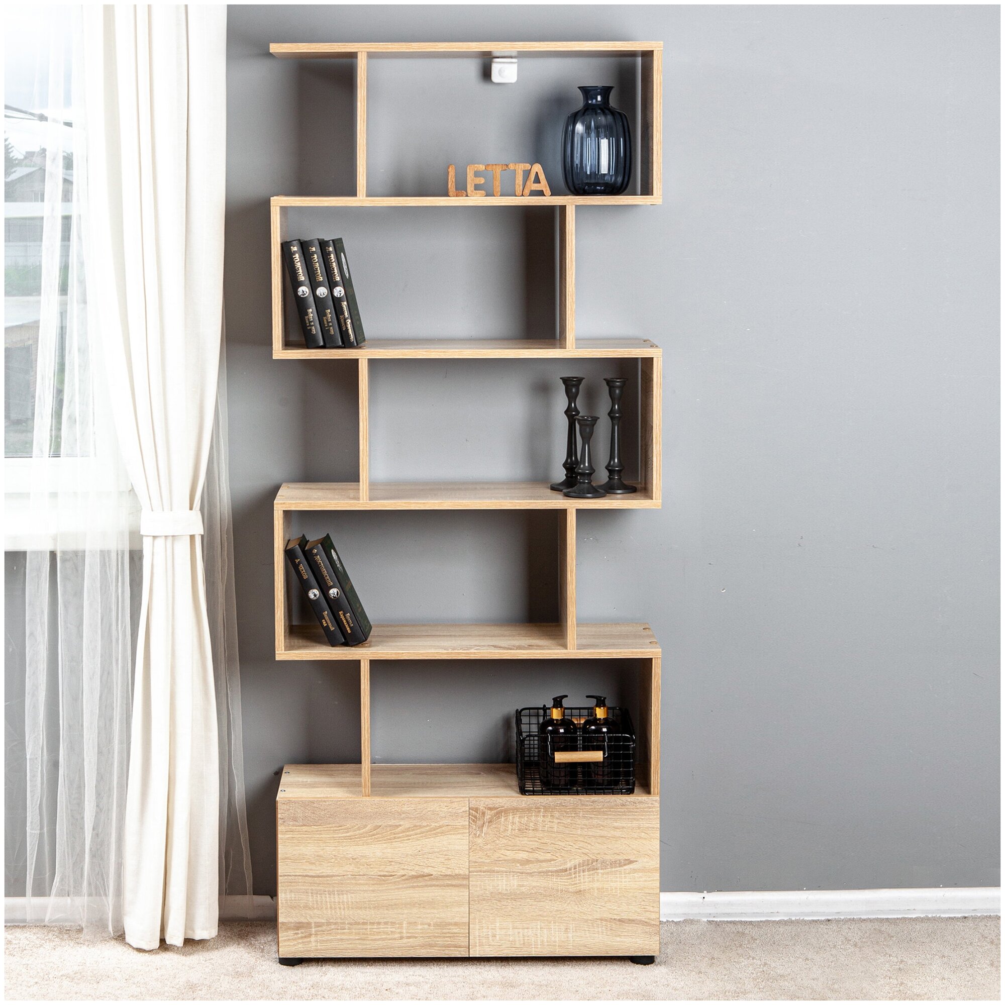 фото Стеллаж Zett с 2 дверками Дуб Сонома 730х1757х266