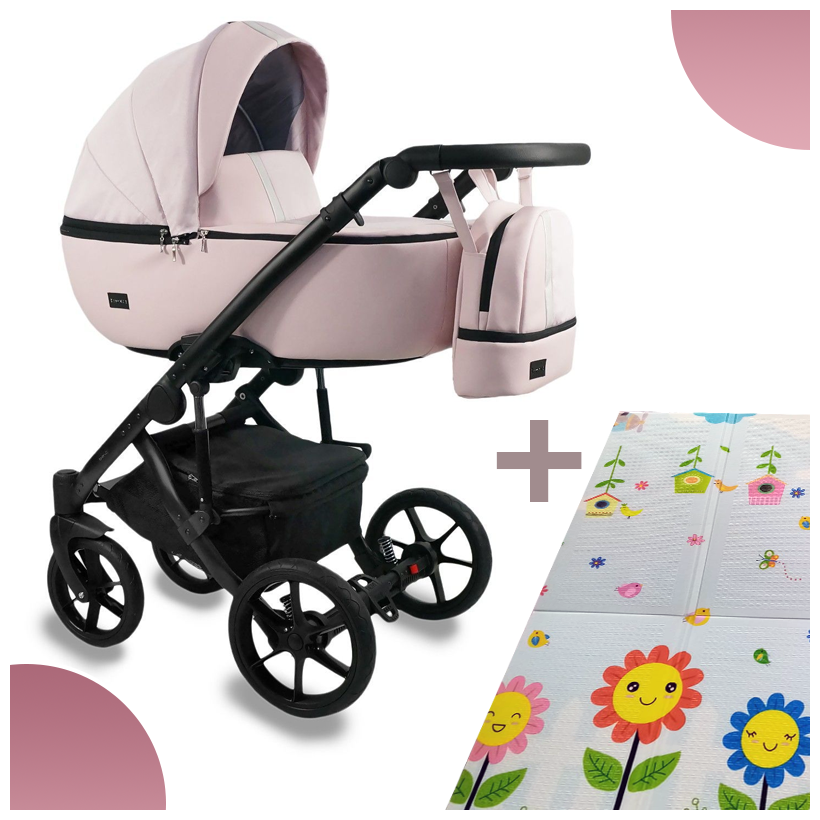 Коляска 3в1 Bexa Air (01) св.розовая кожа+св.розовый с детским ковриком