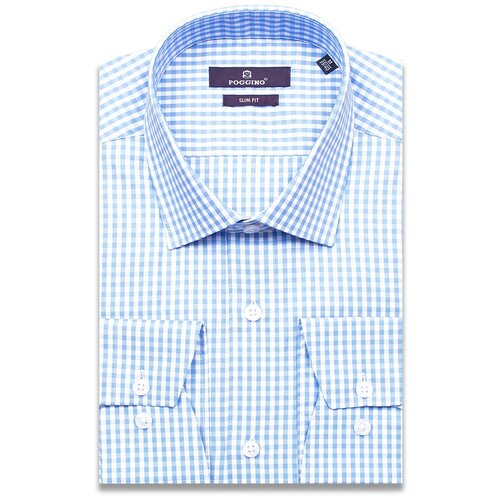 фото Рубашка poggino, размер l (41-42 cm.), голубой