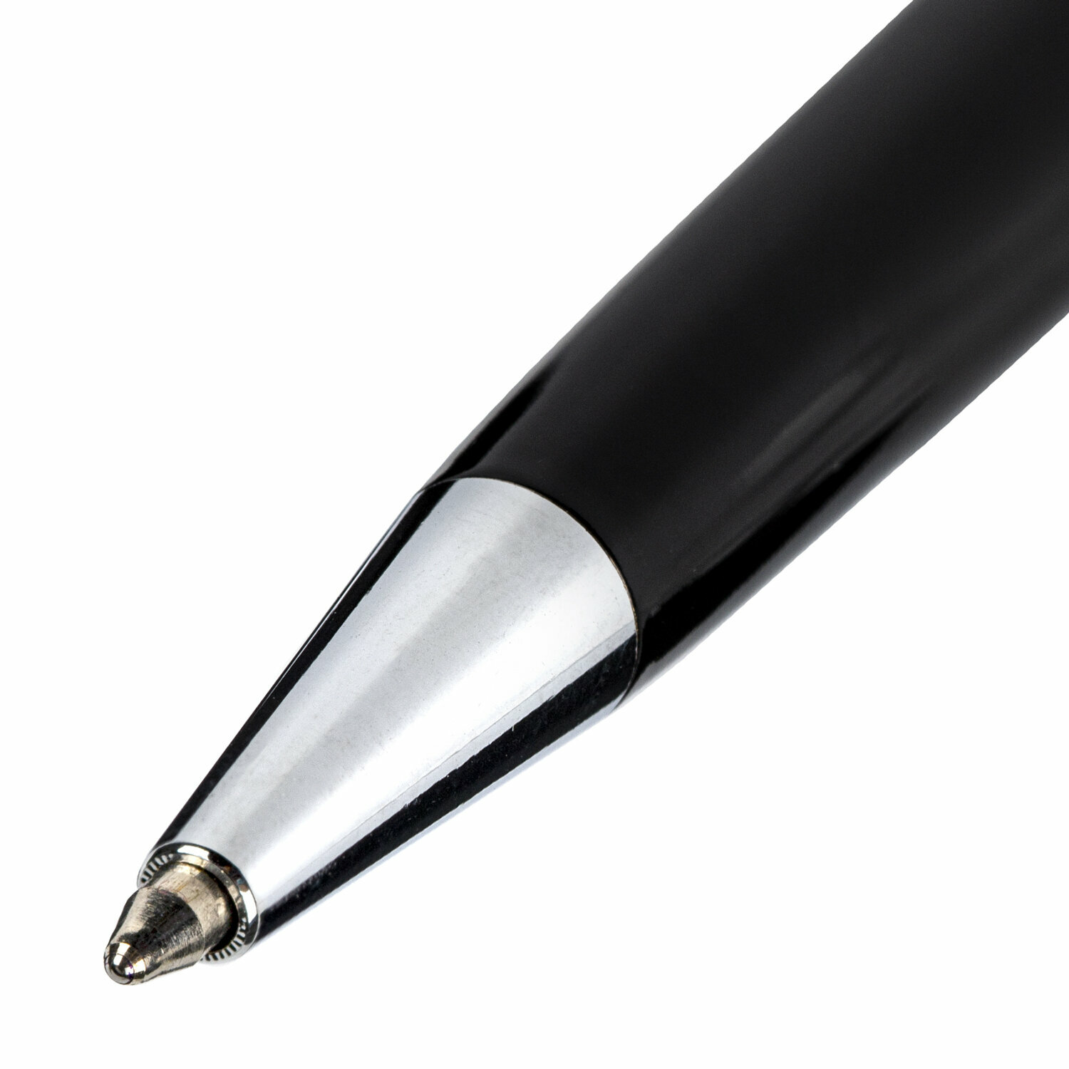 ручка шариковая Brauberg "Cayman Black", корп. черный, серебр. детали, синяя - фото №2