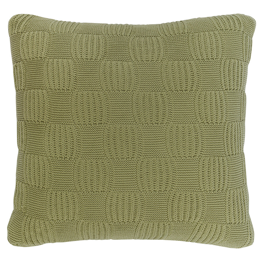 Подушка из хлопка рельефной вязки травянисто-зеленого цвета мягкая из коллекции Essential 45х45 см Tkano TK22-CU0013